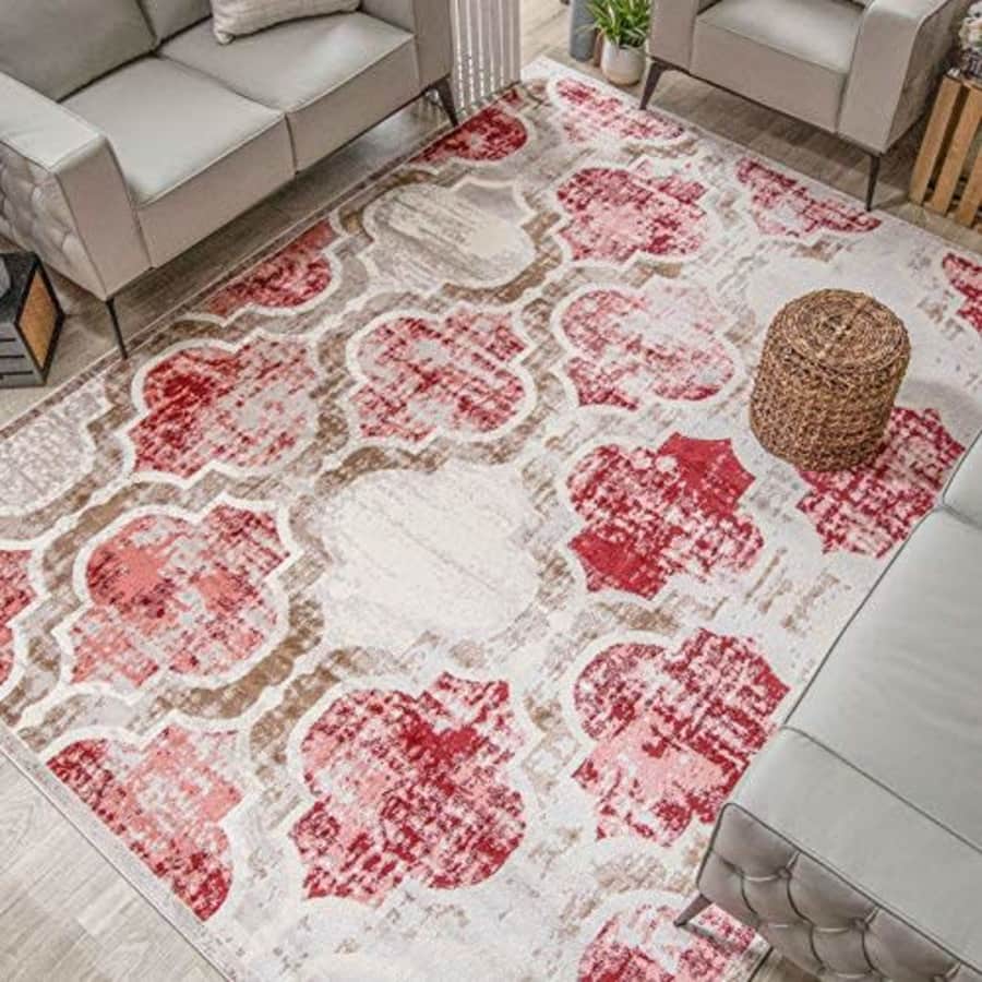 SUPERIOR Viking Modern Geometric Trellis Polypropylene Indoor Area Rug with Jute Backing, 4' X 6', for $37