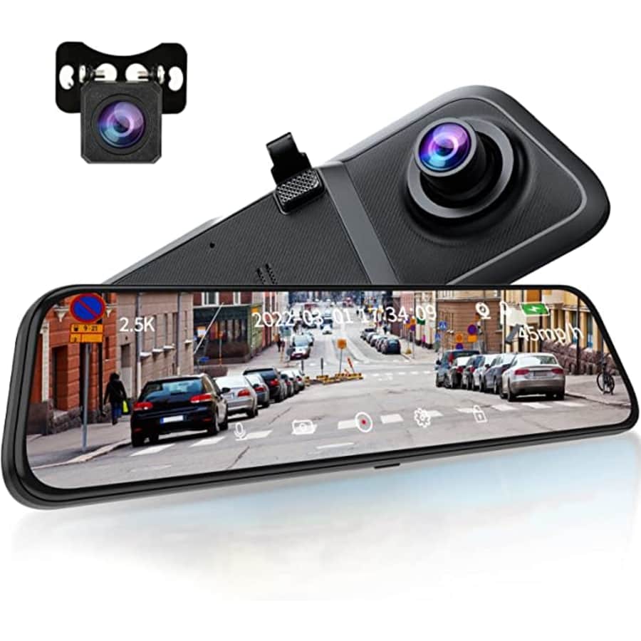 Carchet 2.5K 12" Mirror Dash Cam for $40