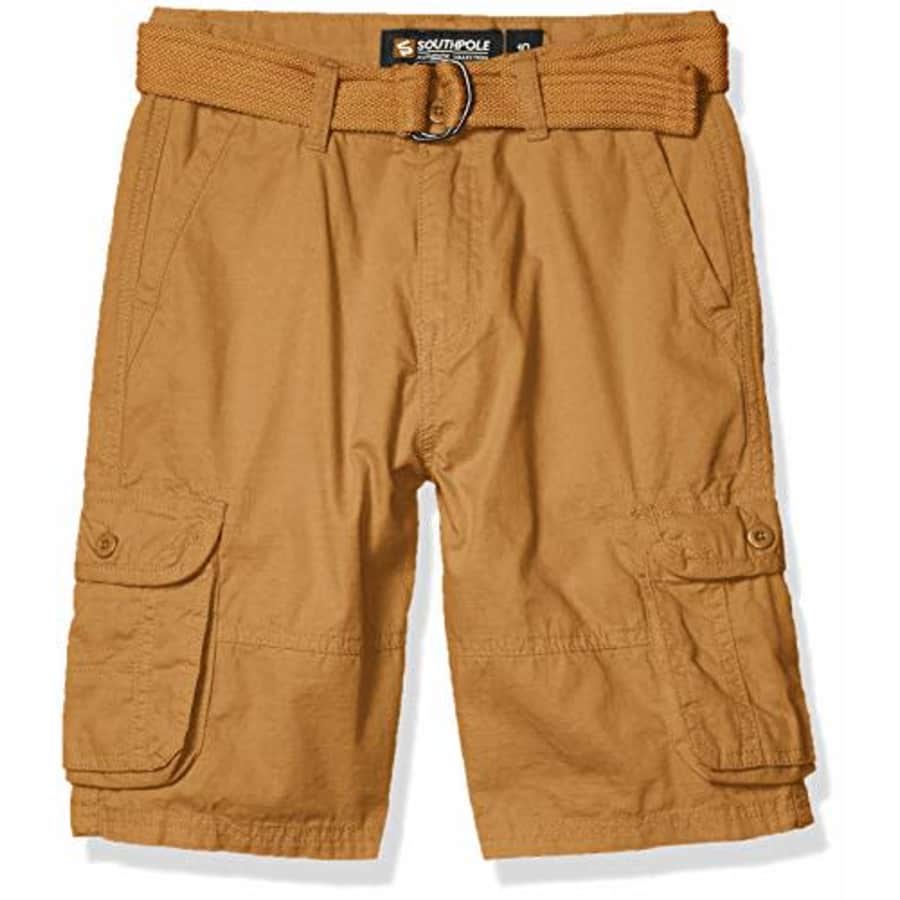Southpole - Kids Boys' Big Belted Ripstop Basic Cargo Shorts, Wheat As, 12 for $16
