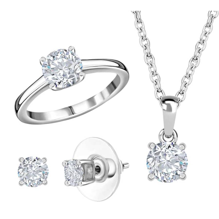 Heart and Arrows Cut Moissanite 2.35-tcw. Solitaire Ring, Stud Earrings & Pendant for $75