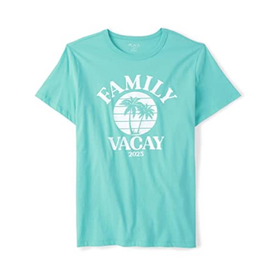 The Children's Place Men's Short Sleeve Graphic T-Shirt, Family Vacay-Adult, XX-Large for $6