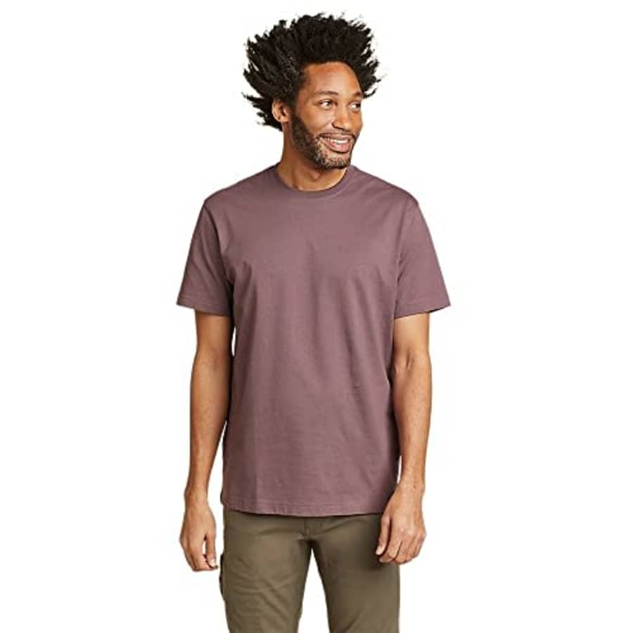 Eddie Bauer Men's Legend Wash 100% Cotton Short-Sleeve Classic T-Shirt, Dusty Violet, X-Large for $15