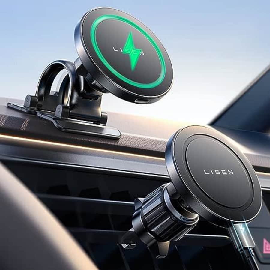 Lisen 15W Magsafe Car Mount Charger for $18