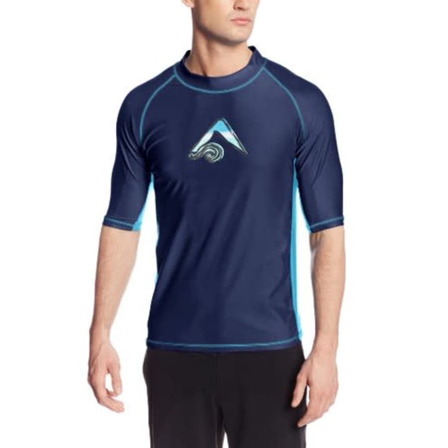Kanu Surf Men's UPF 50+ Short Sleeve Sun Protective Rashguard Swim Shirt, Mercury Navy, Medium for $17