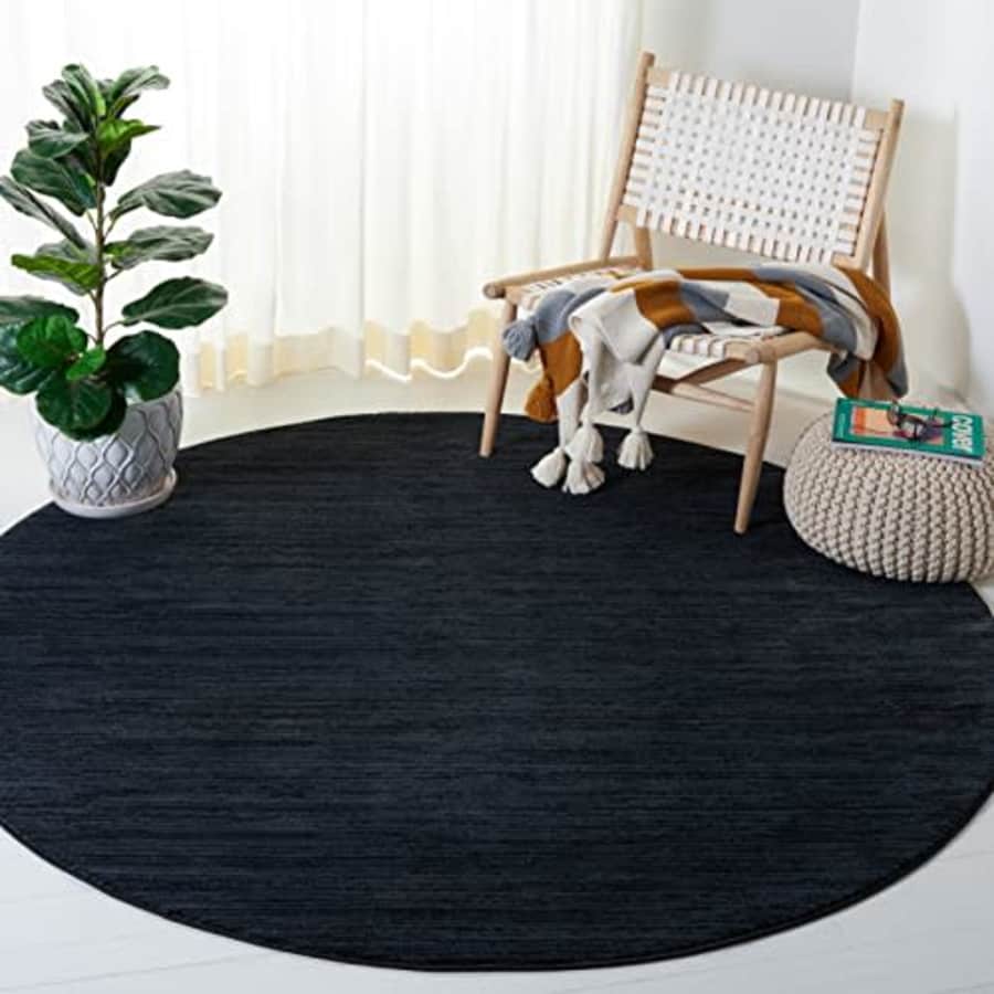 SAFAVIEH Vision Collection 6'7" Round Black VSN606Z Modern Contemporary Chic Ombre Tonal Entryway for $60