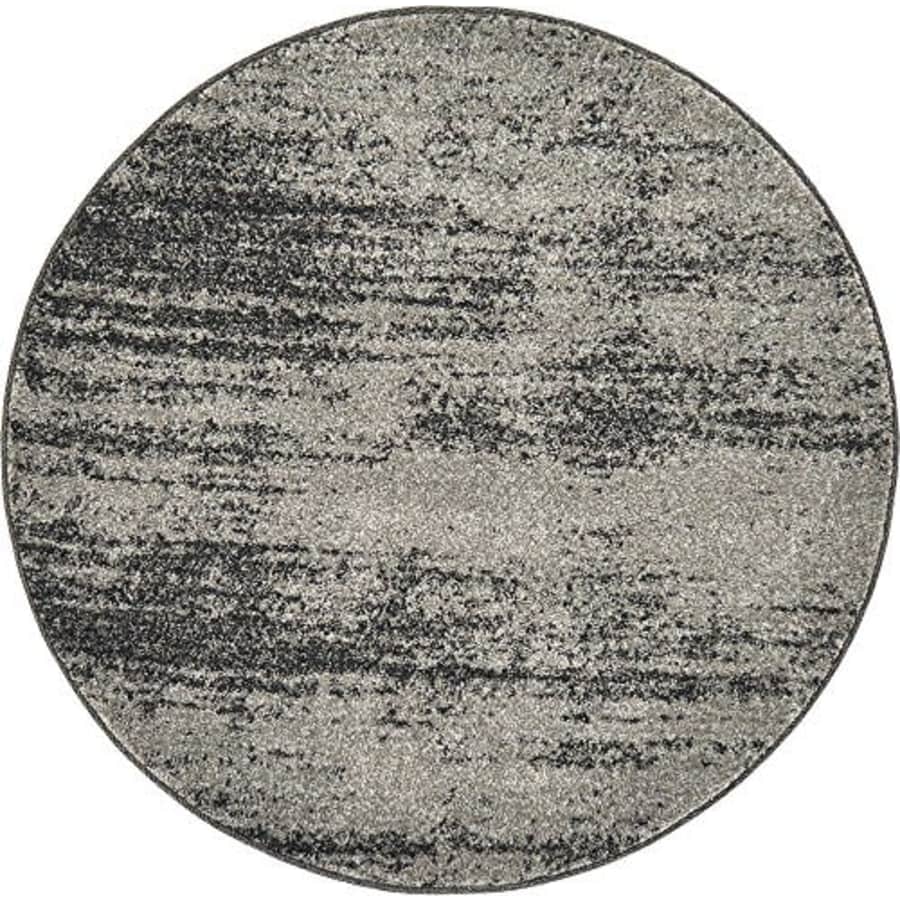 Unique Loom Del Mar Collection Contemporary Transitional Dark Gray Round Rug (3' 3 x 3' 3) for $39