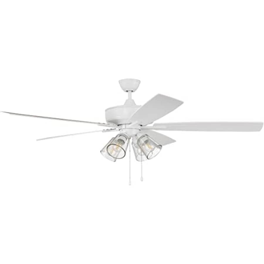 Craftmade S104W5-60WWOK Super Pro 60" Ceiling Fan with LED Lights & Pull Chain, 5 Reversible for $259