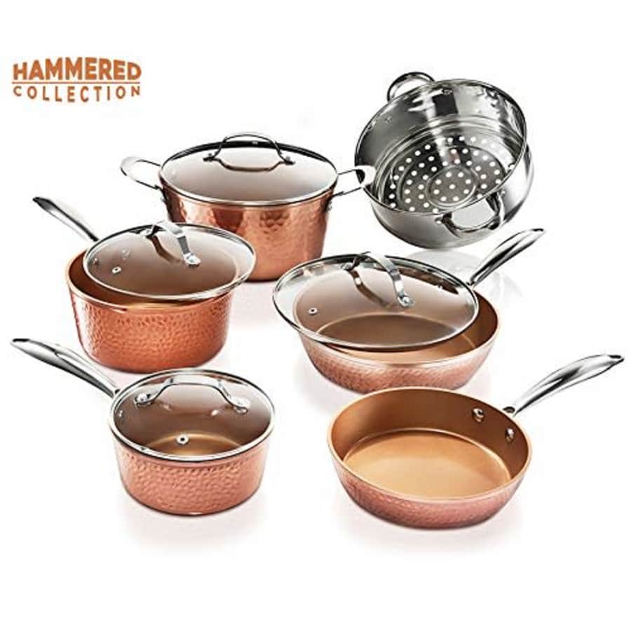 Gotham Steel Pots and Pans Set Premium Ceramic Cookware with Triple Coated Ultra Nonstick Surface for $139 Gotham Steel Pots and Pans Set Premium Ceramic Cookware with Triple Coated Ultra Nonstick Surface for $139
