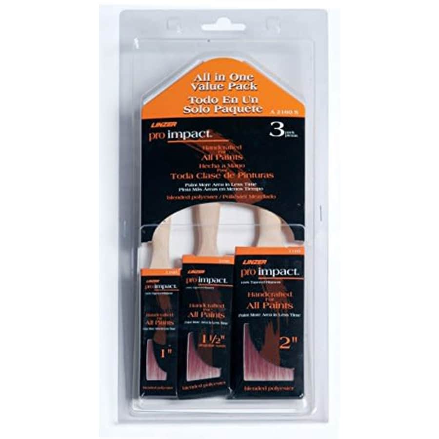 Linzer Pro Impact 1, 1-1/2 and 2 in. W Flat Polyester Paint Brush Set for $9