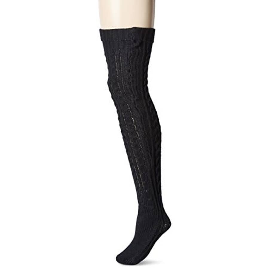 Muk Luks Women's 28'' Knee High Cable Socks, black, One Size fits Most for $13 Muk Luks Women's 28'' Knee High Cable Socks, black, One Size fits Most for $13