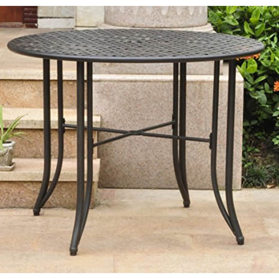 International Caravan 657100-OG-165262-O-852748 Iron Outdoor Patio Dining Table, 40", Hammered for $150 International Caravan 657100-OG-165262-O-852748 Iron Outdoor Patio Dining Table, 40", Hammered for $150