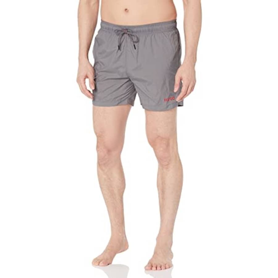 HUGO Mens Reversed Logo Swim Trunks, Asphault Grey, Large US for $32 HUGO Mens Reversed Logo Swim Trunks, Asphault Grey, Large US for $32