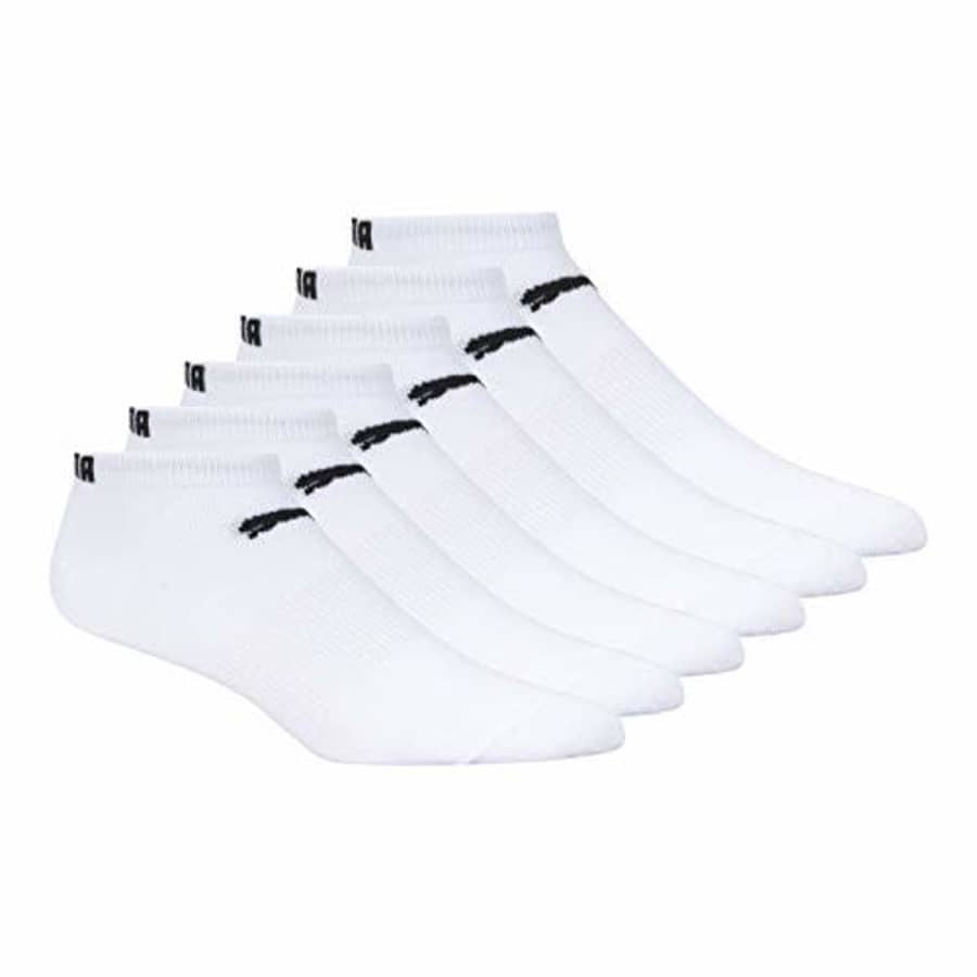 PUMA womens 6 Pack Low Cut women s socks, White/Black, 9 11 US for $31