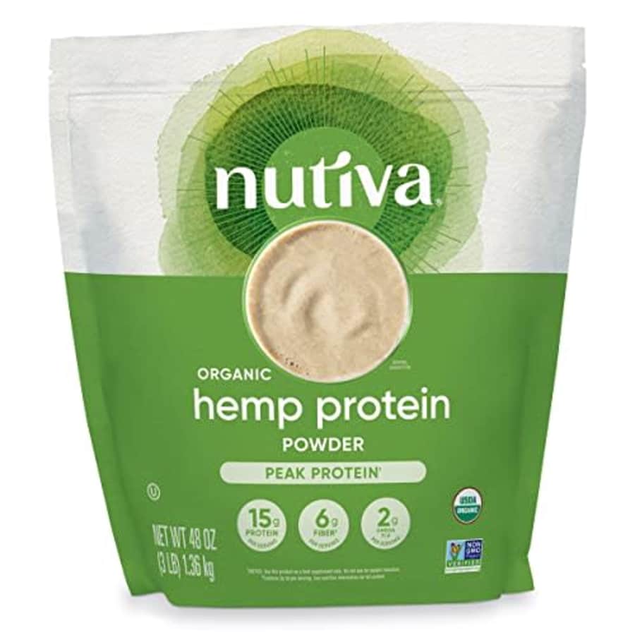 Nutiva Organic Cold-Pressed Raw Hemp Seed Protein Powder, Peak Protein, 3 Pound, USDA Organic, for $74