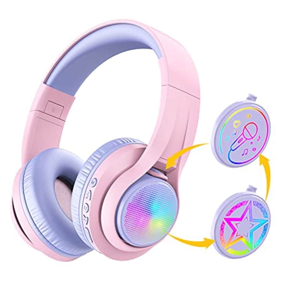 iClever TransNova Replaceable Plate Bluetooth Headphones, Colorful RGB Light Up 74/85/94dB Volume for $40