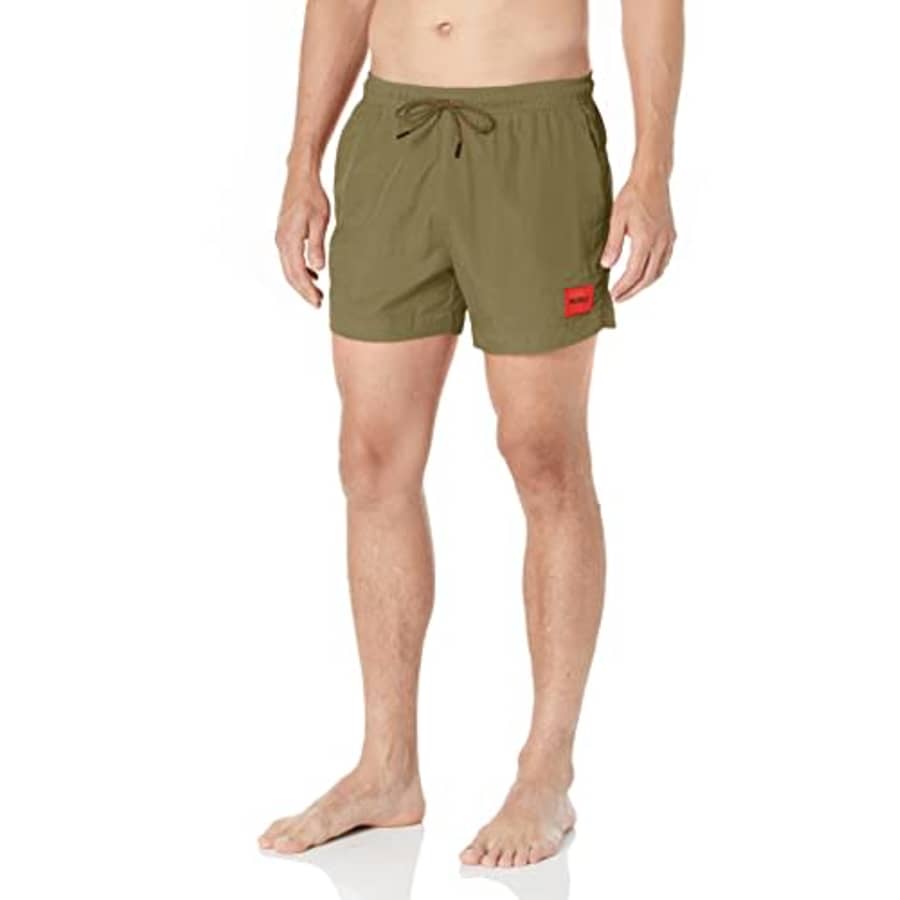 HUGO Mens Square Logo Swim Trunks, Black Tar, Small US for $55