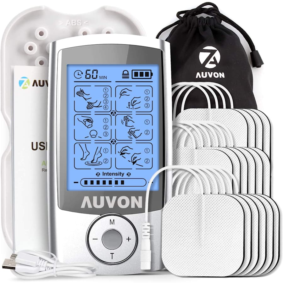 Auvon Rechargeable TENS Unit Muscle Stimulator with 10 Pads for $23 for Prime members Auvon Rechargeable TENS Unit Muscle Stimulator with 10 Pads for $23 for Prime members