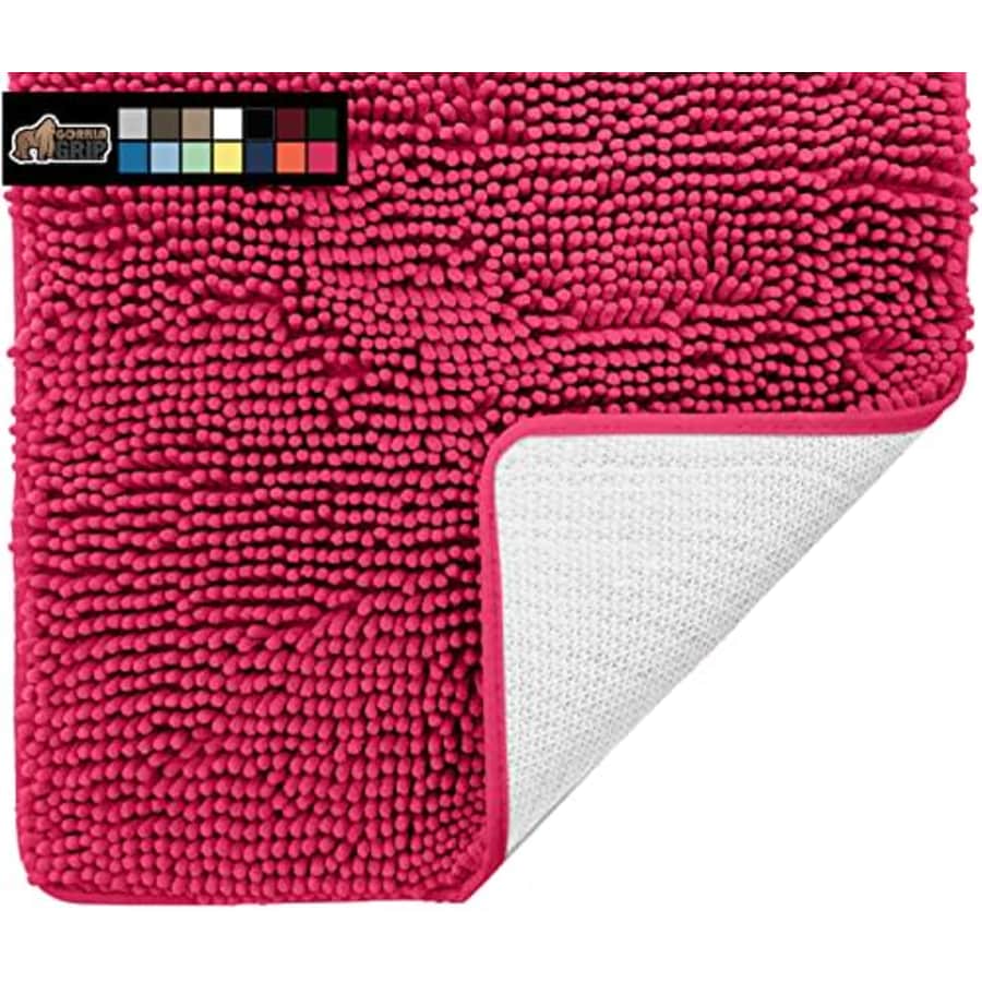Gorilla Grip Bath Rug, Thick Soft Absorbent Chenille Rubber Backing Bathroom Rugs, Microfiber Dries for $15