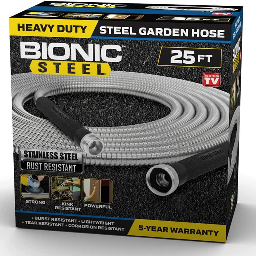 Bionic Steel 25-Foot Heavy-Duty Stainless Steel Garden Hose for $20