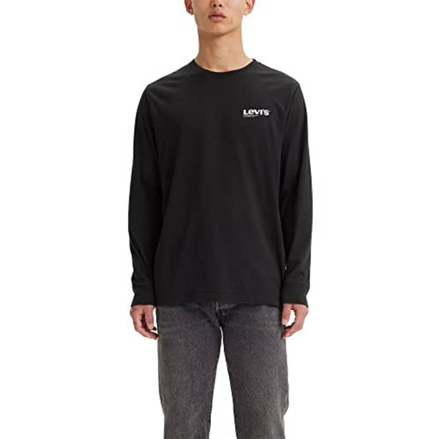 Levi's Men's Relaxed Long Sleeve T-Shirt, (New) Batwing Caviar Graphic, X-Small for $22