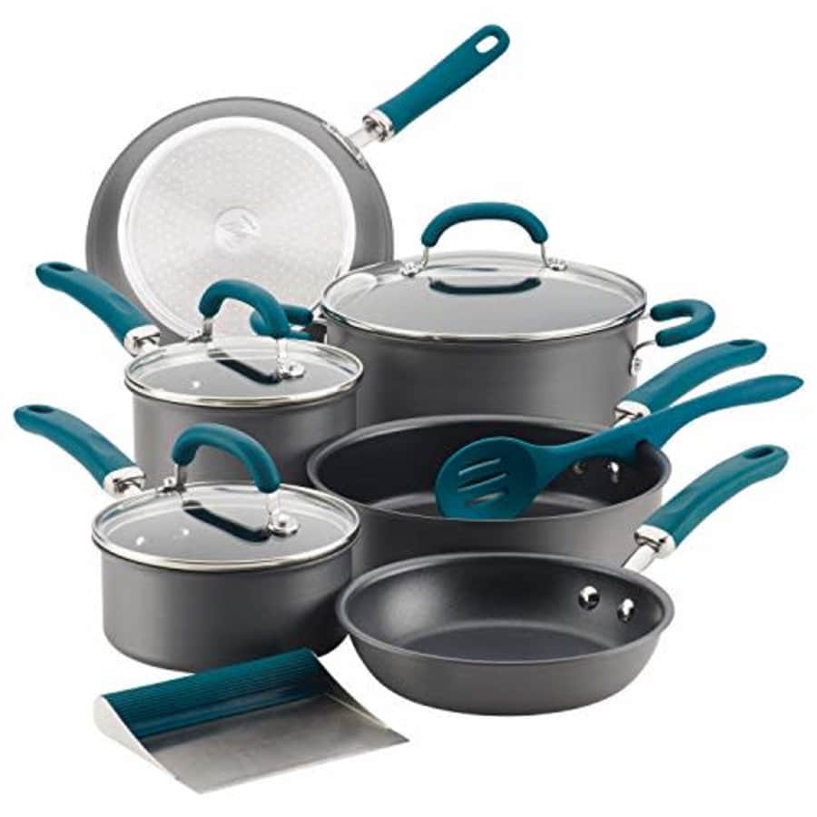 Rachael Ray Create Delicious Hard Anodized Nonstick Cookware Pots and Pans Set, 11 Piece, Gray with for $189
