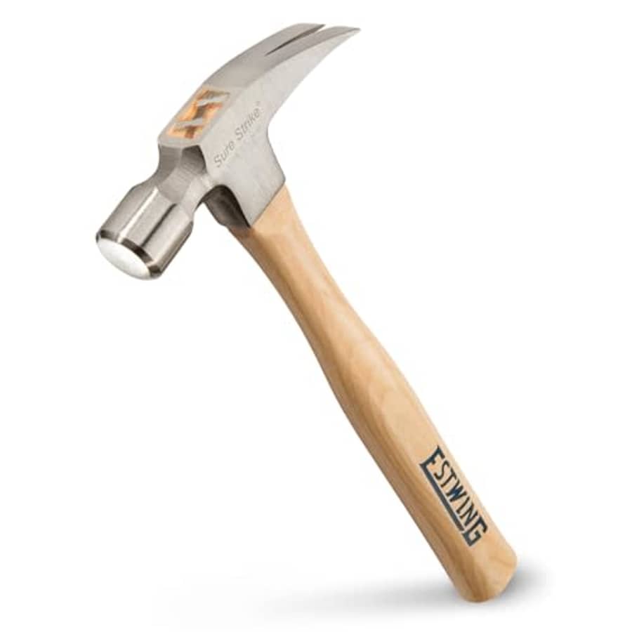 ESTWING Sure Strike Hammer - 20 oz Straight Rip Claw with Smooth Face & Hickory Wood Handle - MRW20S for $26 ESTWING Sure Strike Hammer - 20 oz Straight Rip Claw with Smooth Face & Hickory Wood Handle - MRW20S for $26