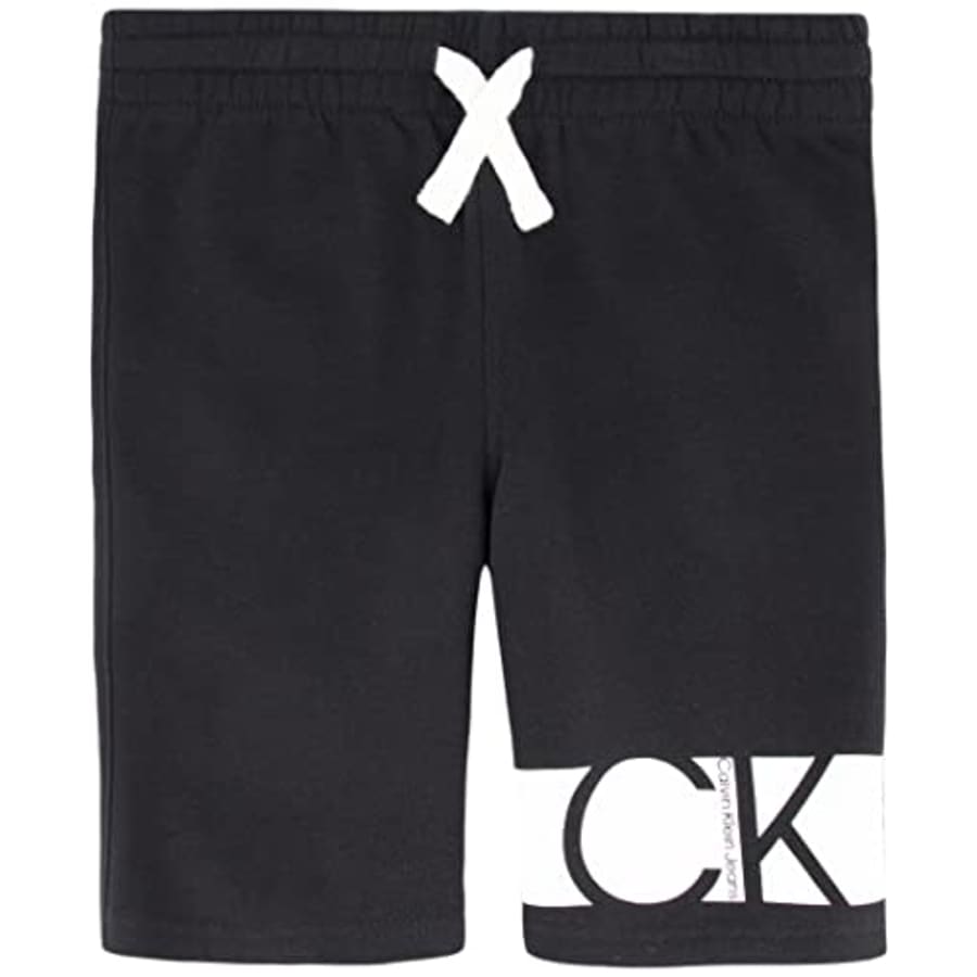 Calvin Klein Boys' Little Logo Waistband Sweat Short, Black 22, 4 for $24
