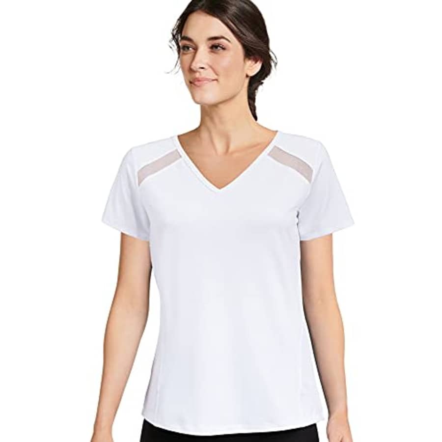 Jockey Women's Activewear Fusion Tee with Mesh Inserts, White, XL for $19