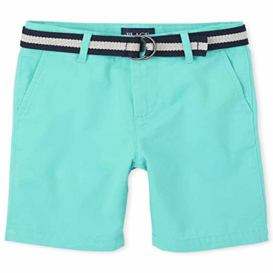 The Children's Place Boys' Belted Chino Shorts, Aegean SEA, 12 for $13