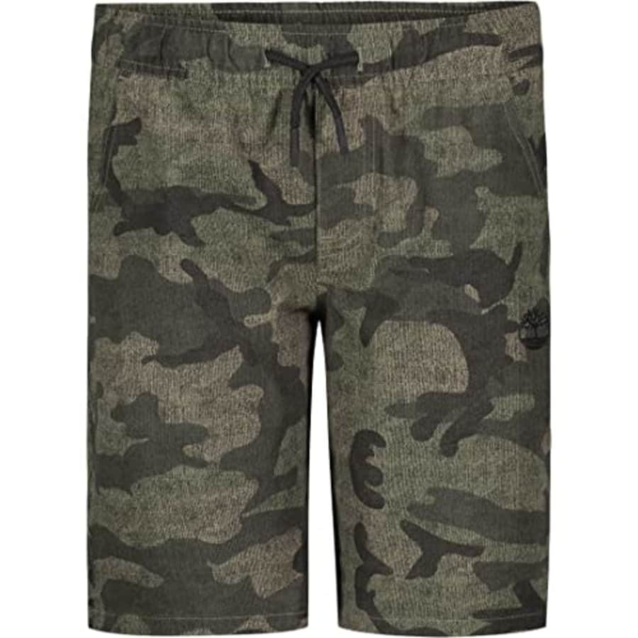 Timberland Boys' Big Camo Amphibian Back Pocket Short, Dark Olive 22, 14-16 for $20