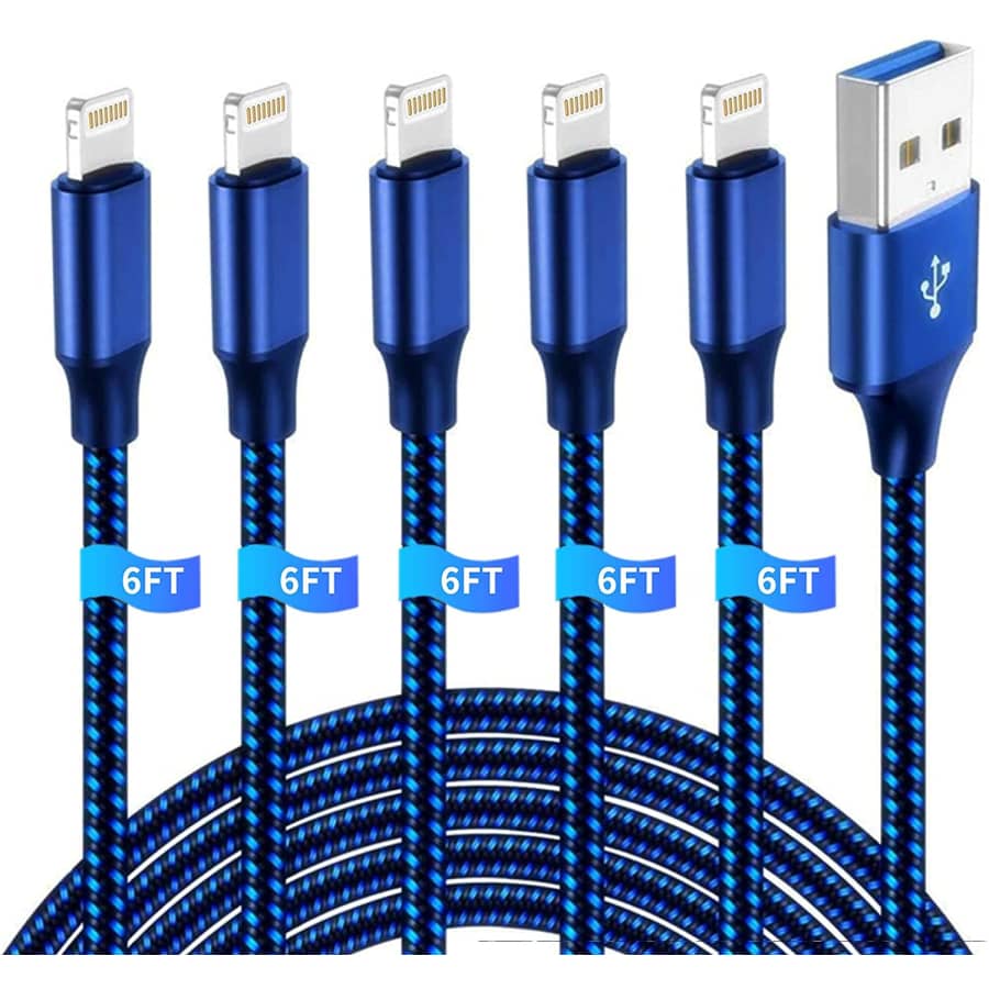 Nuinno 6-Foot Lightning Cable 5-Pack for $6