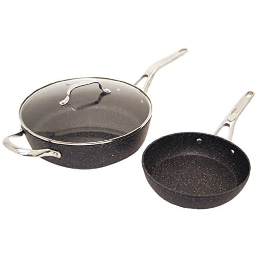 THE ROCK by Starfrit 3-Piece Cookware Set with Riveted Cast Stainless Steel Handles, Black for $98
