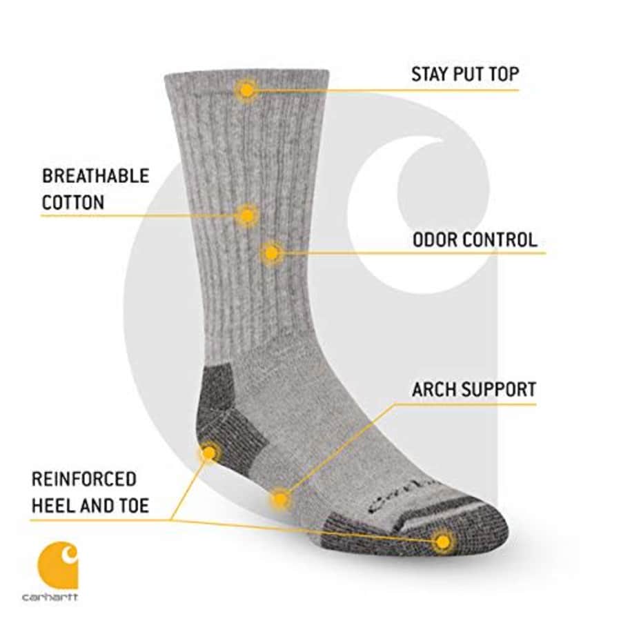 Carhartt Homme 3-Pack Standard All-Season Cotton Crew Work Socks, Gray, M for $27 Carhartt Homme 3-Pack Standard All-Season Cotton Crew Work Socks, Gray, M for $27
