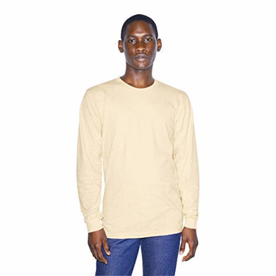 American Apparel Men's Fine Jersey Crewneck Long Sleeve T-Shirt, Crme, Small for $15 American Apparel Men's Fine Jersey Crewneck Long Sleeve T-Shirt, Crme, Small for $15