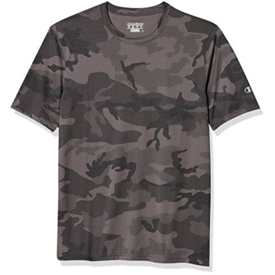 Champion Men's Short Sleeve Double Dry Performance T-Shirt, Stone Gray Camo, XX-Large for $20