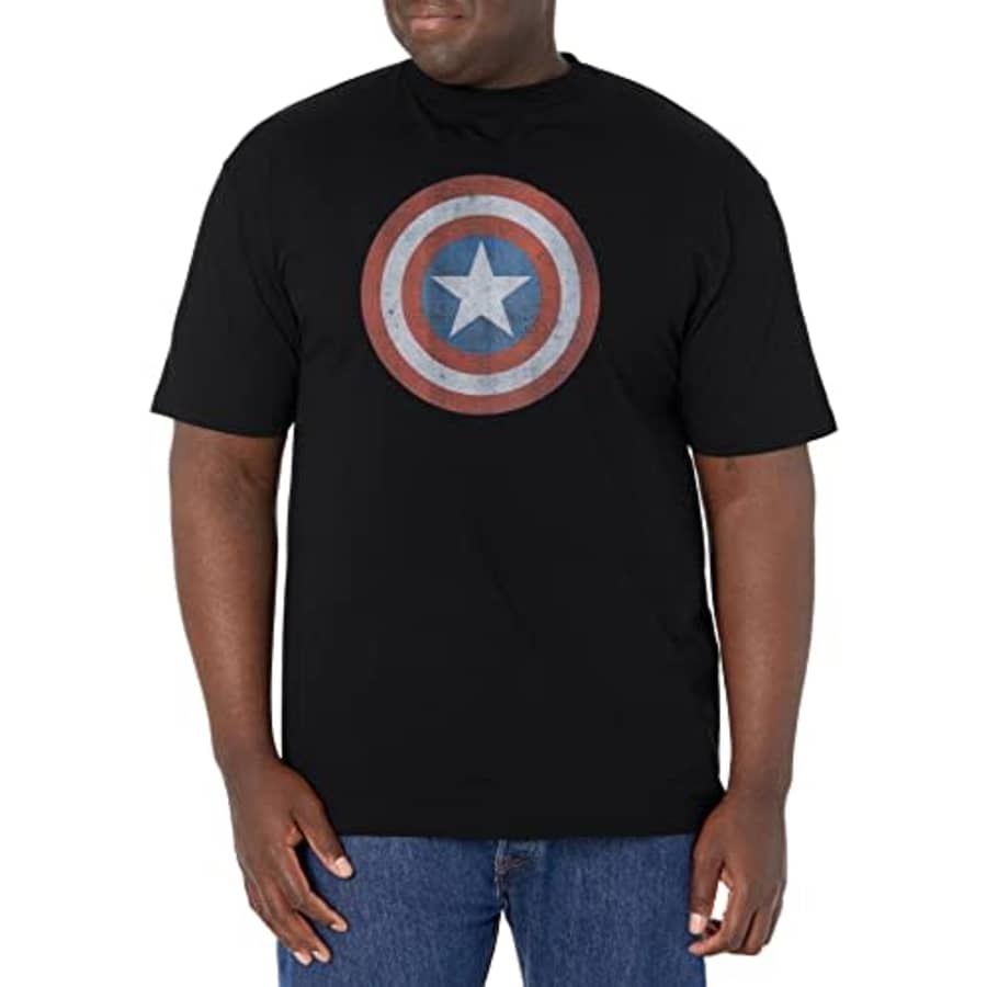 Marvel Big & Tall Captain Classic Men's Tops Short Sleeve Tee Shirt, Black, X-Large for $22 Marvel Big & Tall Captain Classic Men's Tops Short Sleeve Tee Shirt, Black, X-Large for $22