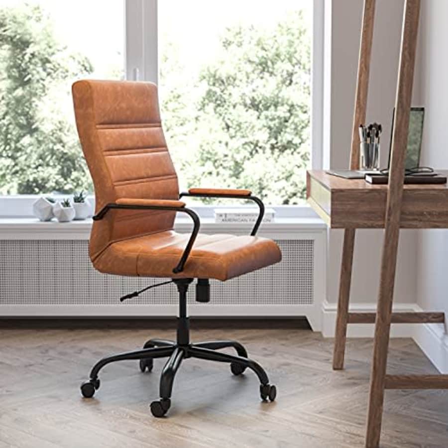 Flash Furniture High Back Desk Chair - Brown LeatherSoft Executive Swivel Office Chair with Black for $130