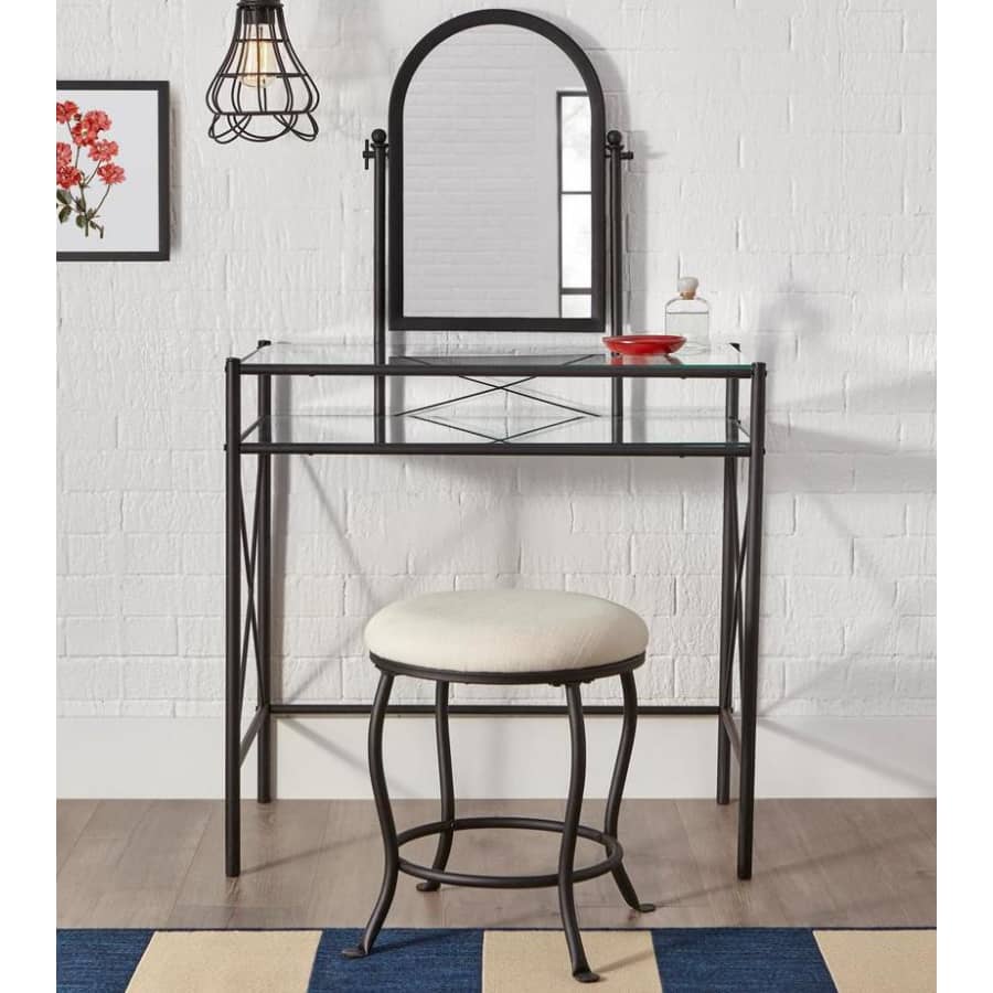 StyleWell Metal Vanity Set w/ Upholstered Stool for $143