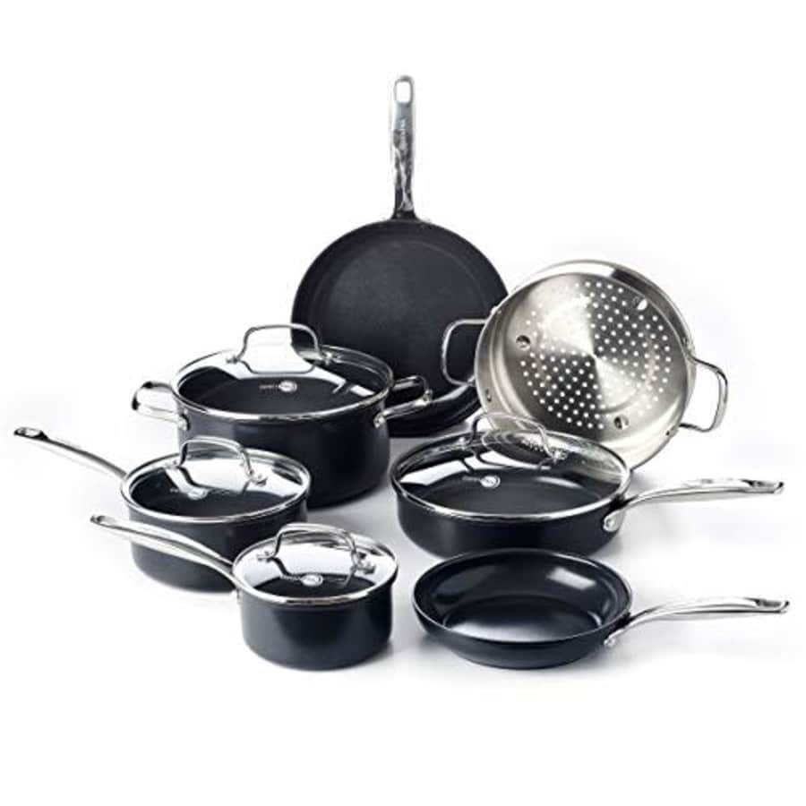 GreenPan Prime Midnight Hard Anodized Healthy Ceramic Nonstick 11 Piece Cookware Pots and Pans Set, for $150 GreenPan Prime Midnight Hard Anodized Healthy Ceramic Nonstick 11 Piece Cookware Pots and Pans Set, for $150