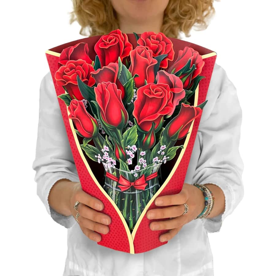 Freshcut Paper Dozen Roses Bouquet Pop Up Card for $11 Freshcut Paper Dozen Roses Bouquet Pop Up Card for $11