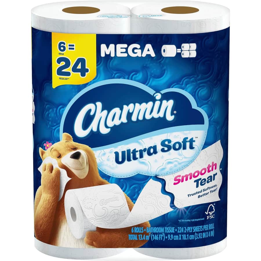 Charmin Ultra Soft Toilet Paper Mega Roll 6-Pack for $8