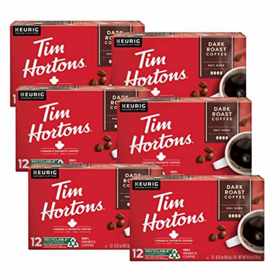 Tim Hortons Dark Roast Coffee, Single-Serve K-Cup Pods Compatible with Keurig Brewers, 72ct for $32 Tim Hortons Dark Roast Coffee, Single-Serve K-Cup Pods Compatible with Keurig Brewers, 72ct for $32