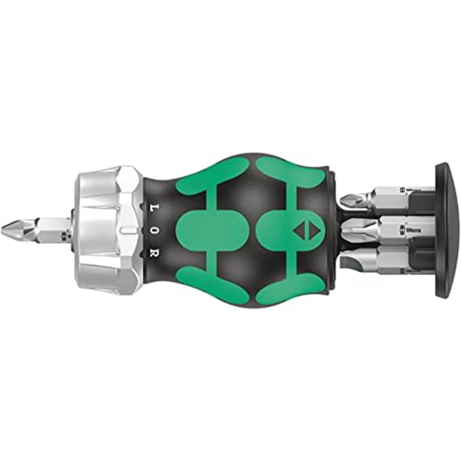 Wera Kraftform Kompakt Stubby Magazine RA 3, Stubby Ratchet Screwdriver with Bit Magazine, 6 Pieces for $45 Wera Kraftform Kompakt Stubby Magazine RA 3, Stubby Ratchet Screwdriver with Bit Magazine, 6 Pieces for $45