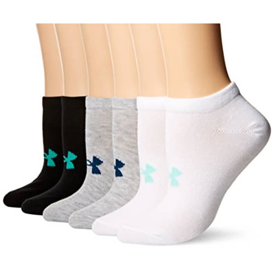 Under Armour Women's Essential No Show Socks, 6-Pairs, Crystal Mint/Assorted, Medium for $40 Under Armour Women's Essential No Show Socks, 6-Pairs, Crystal Mint/Assorted, Medium for $40