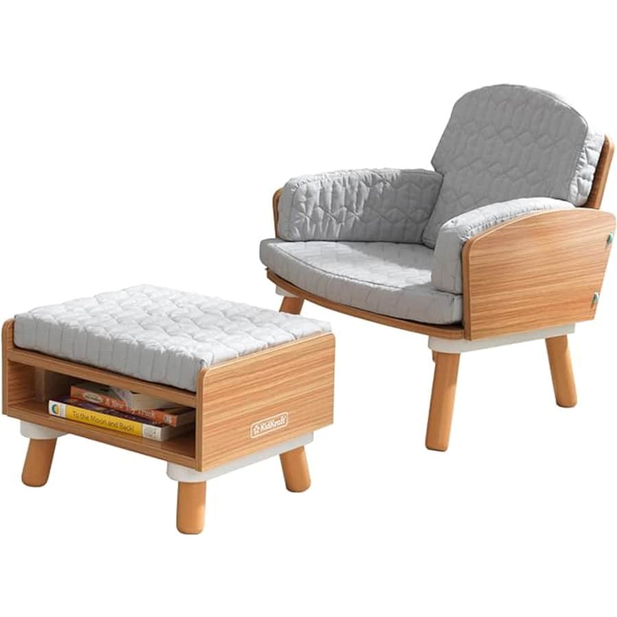 KidKraft Mid-Century Kids' Reading Chair & Ottoman for $91