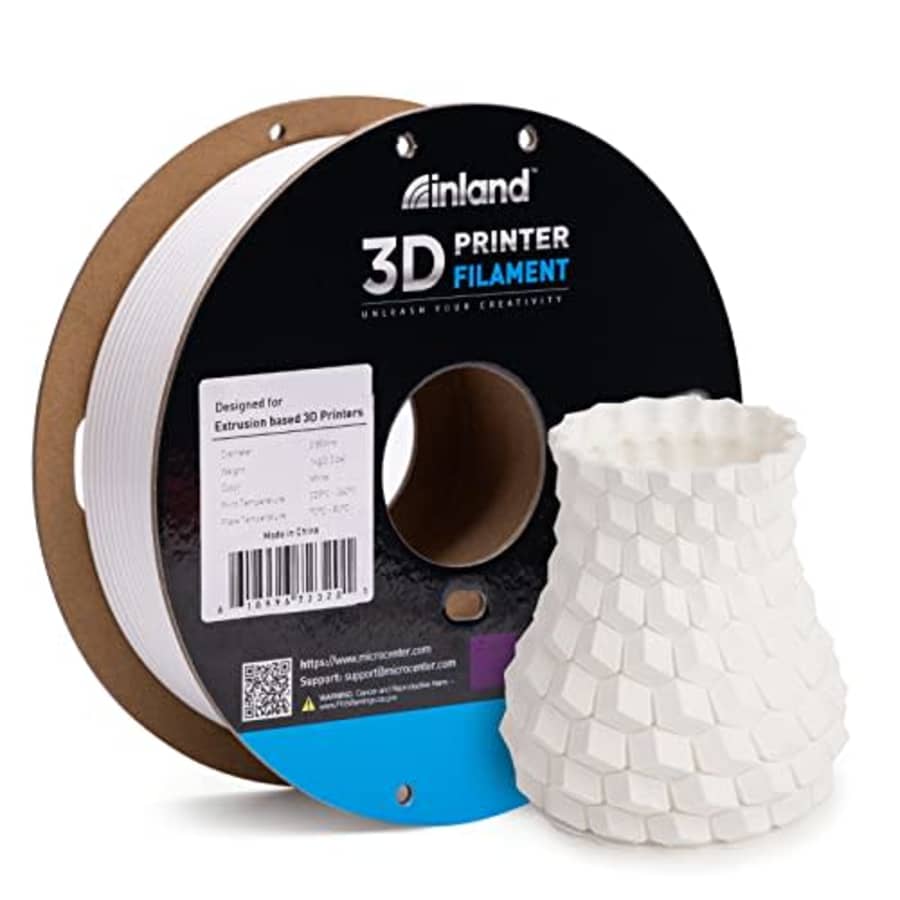 Micro Center Inland PETG Filament 2.85mm, White PETG 3D Printer Filament, 3D Printing Filament for $23 Micro Center Inland PETG Filament 2.85mm, White PETG 3D Printer Filament, 3D Printing Filament for $23