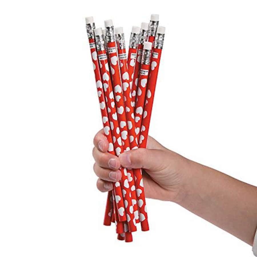 Fun Express Heart Print Pencils - Set of 24 - Valentine's Day School Supplies and Party Favors for $9 Fun Express Heart Print Pencils - Set of 24 - Valentine's Day School Supplies and Party Favors for $9