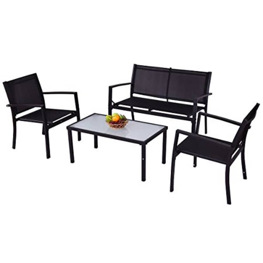 Giantex 4 PCS Outdoor Patio Furniture Set Sofa Loveseat Tee Table Garden Yard Pool Side for $170