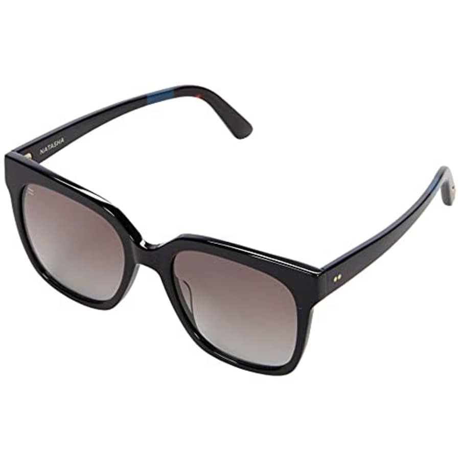 TOMS Women's Natasha Square Sunglasses, Shiny Black/Grey Gradient, 53-20-150 for $67