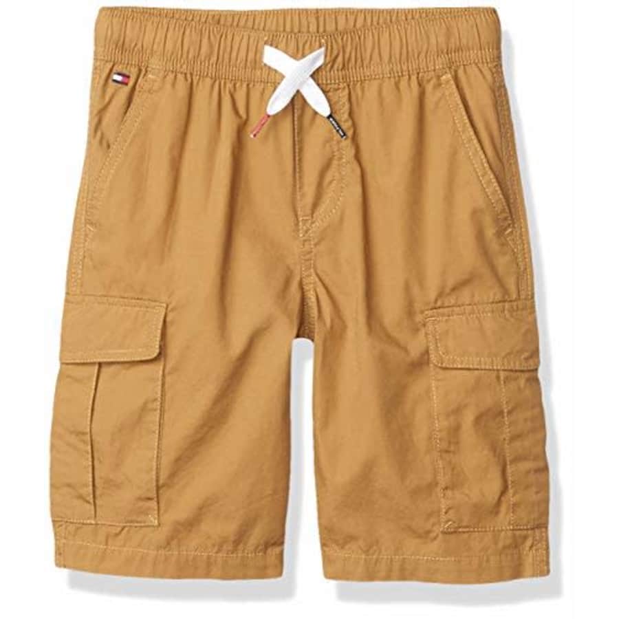 Tommy Hilfiger Boys' Drawstring Cargo Pocket Short, Antique Bronze, Large (16/18) for $53